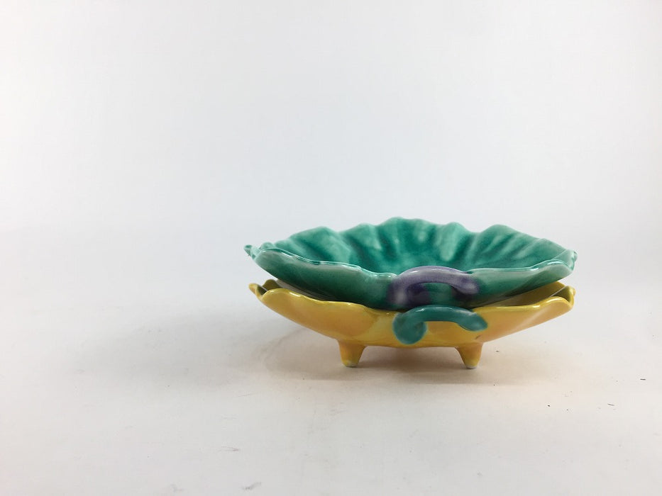 ツワ型小付　(黄コーチ(茎緑)/緑コーチ(茎紫))　10cm　有田焼福泉窯(j.R)