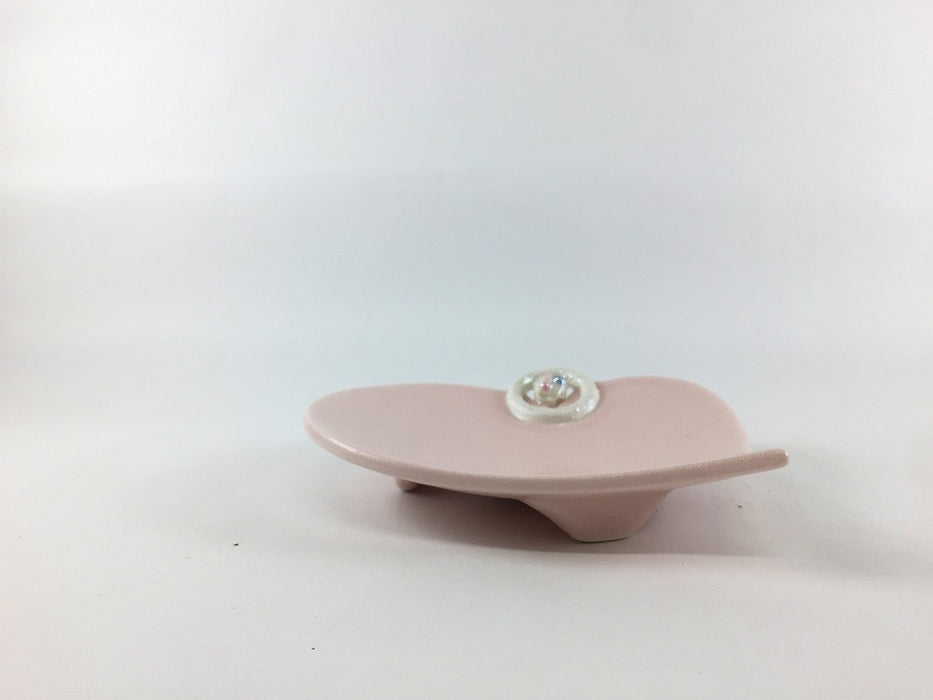 【SALE】ハート小皿　ピンクまゆ玉　12cm　有田焼【訳あり】