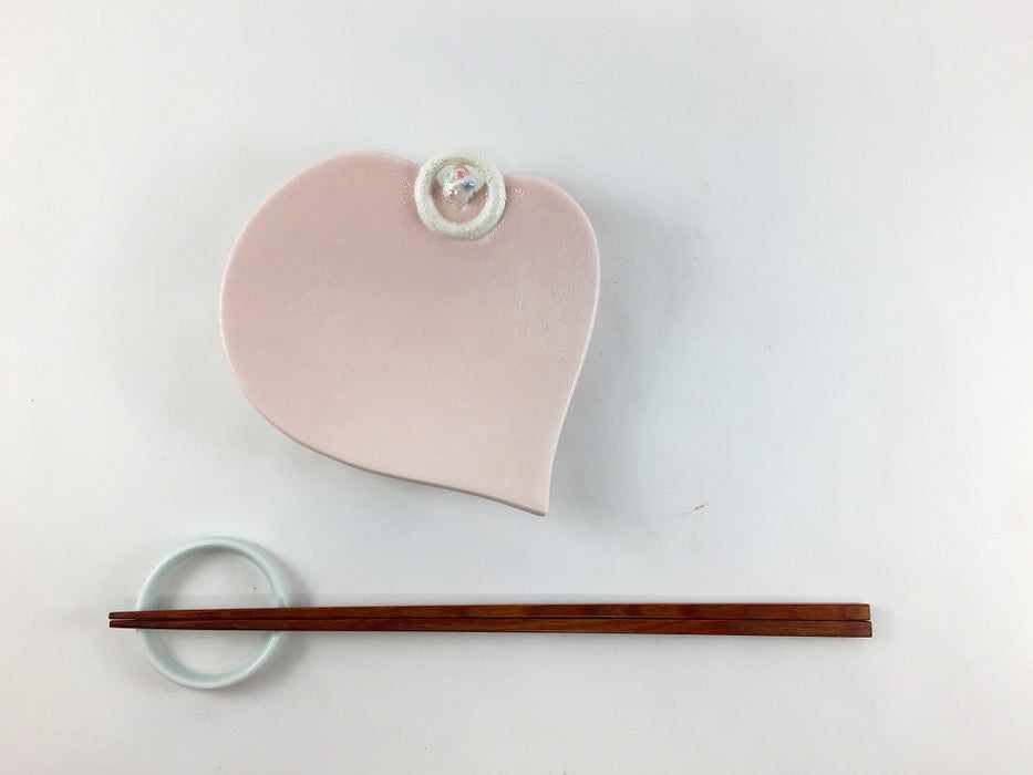 【SALE】ハート小皿　ピンクまゆ玉　12cm　有田焼【訳あり】
