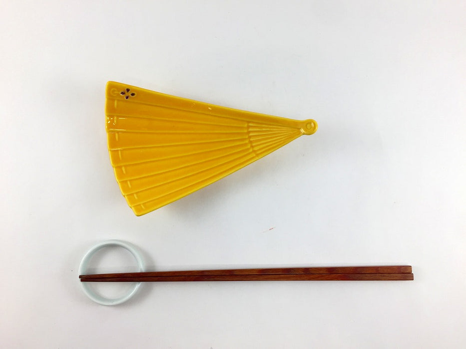 【SALE】扇皿　黄花小紋　14.5cm　有田焼【訳あり】