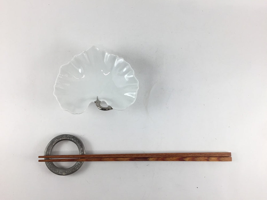 ツワ型小付　白磁(茎プラチナ)　10cm　有田焼福泉窯(j.R)
