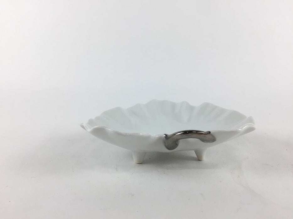 ツワ型小付　白磁(茎プラチナ)　10cm　有田焼福泉窯(j.R)