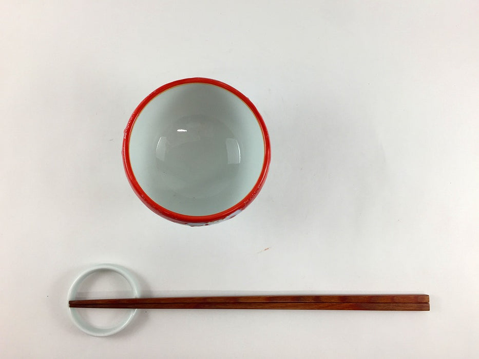 【SALE】丸高小付　赤巻華紋　8cm　有田焼【訳あり】