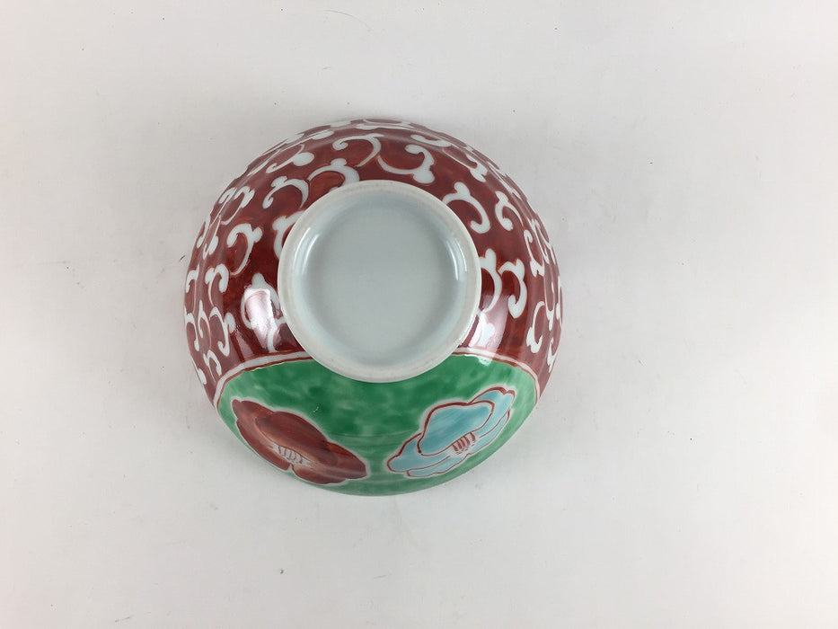 12cmロクロ飯碗　椿/唐草　有田焼　(j.R)