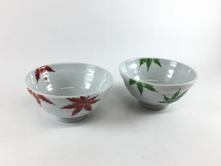 12cmロクロ飯碗　紅葉　(赤/緑)　有田焼　(j.R)