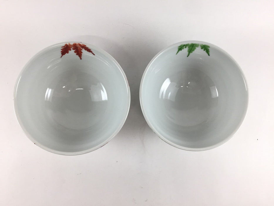 12cmロクロ飯碗　紅葉　(赤/緑)　有田焼　(j.R)
