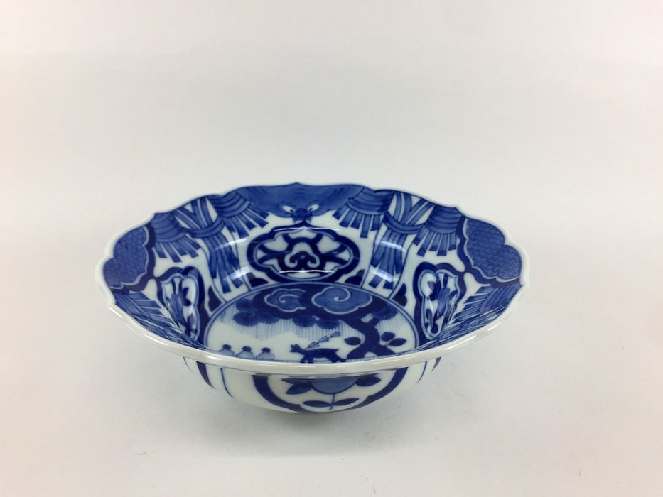 【SALE】古染付鹿絵　輪花向付　14.5cm　有田焼【訳あり】