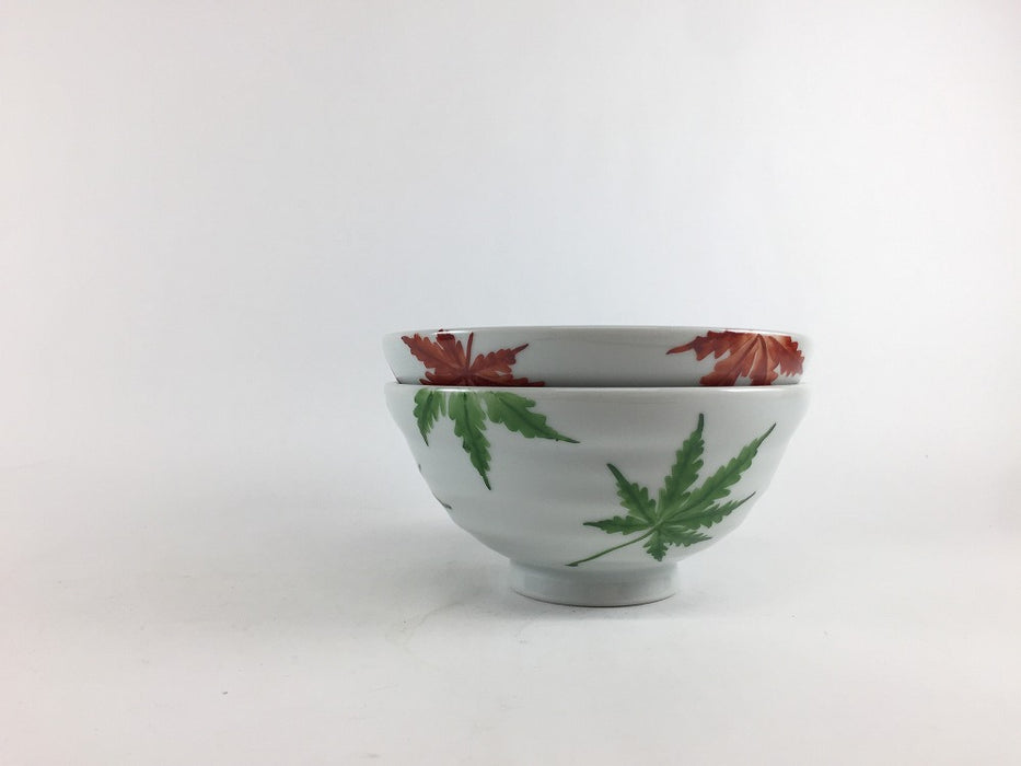 12cmロクロ飯碗　紅葉　(赤/緑)　有田焼　(j.R)