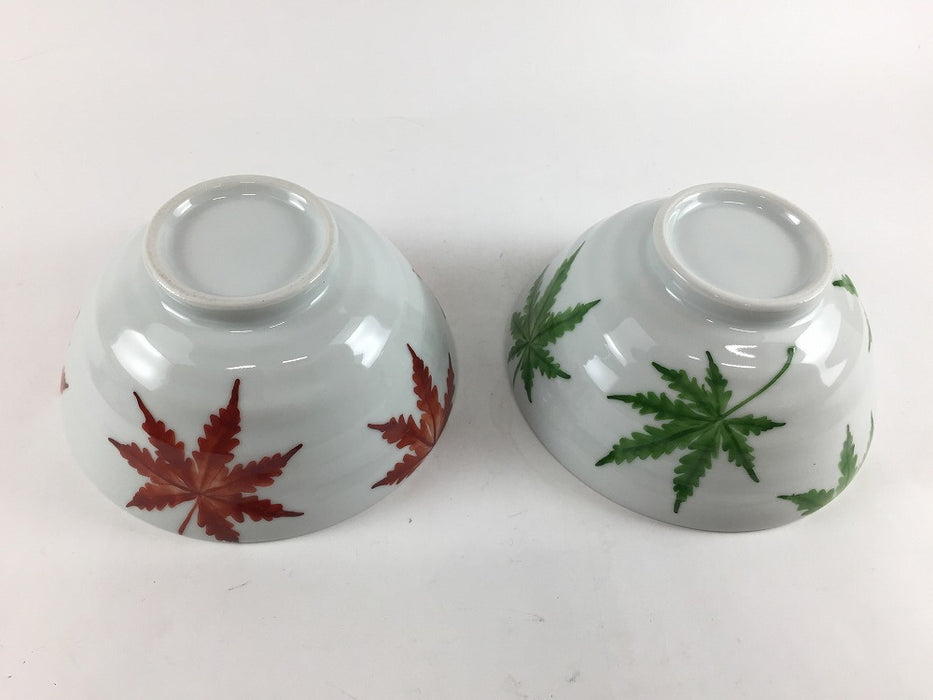 12cmロクロ飯碗　紅葉　(赤/緑)　有田焼　(j.R)