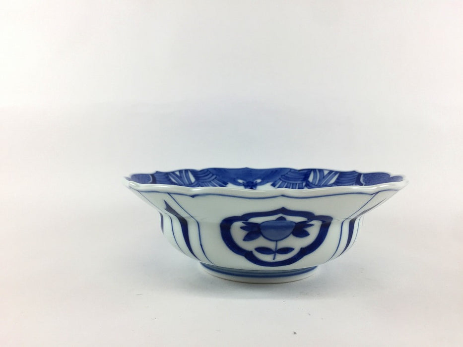 【SALE】古染付鹿絵　輪花向付　14.5cm　有田焼【訳あり】