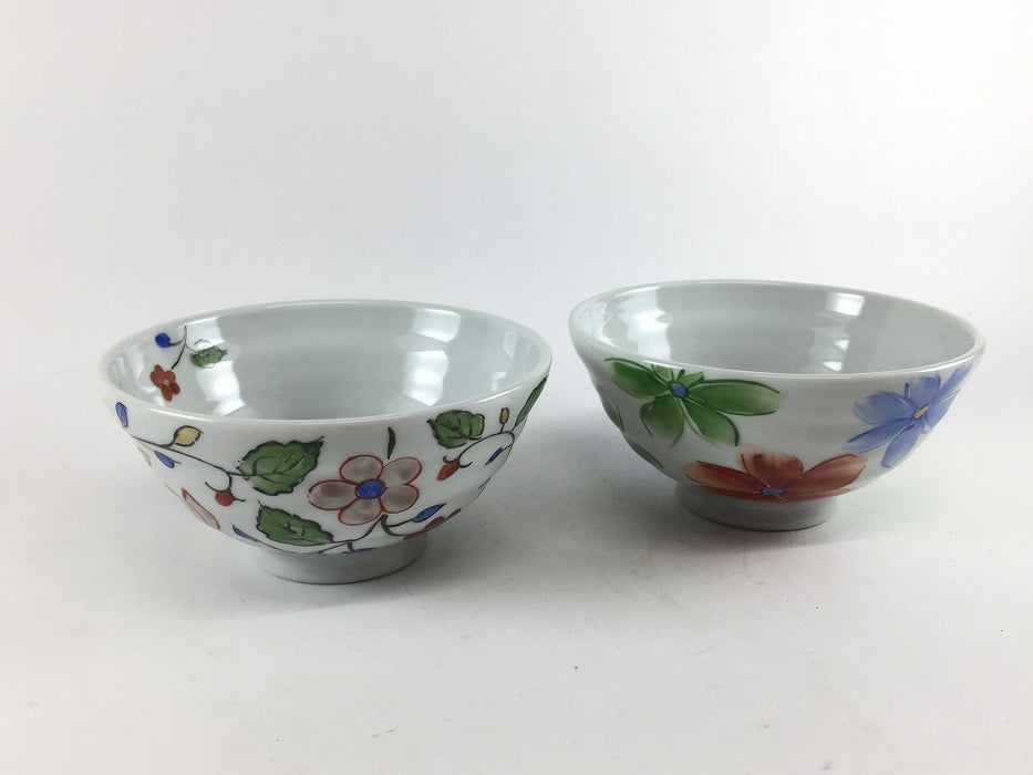 12cmロクロ飯碗　(花唐草/三色花)　有田焼　(j.R)