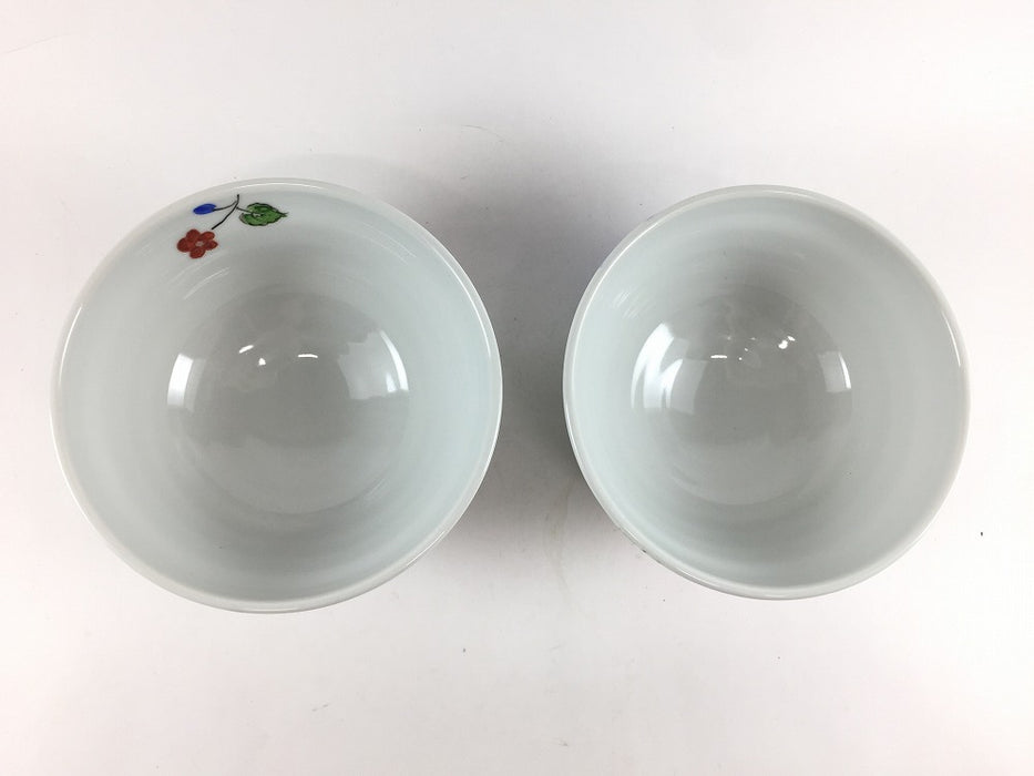 12cmロクロ飯碗　(花唐草/三色花)　有田焼　(j.R)