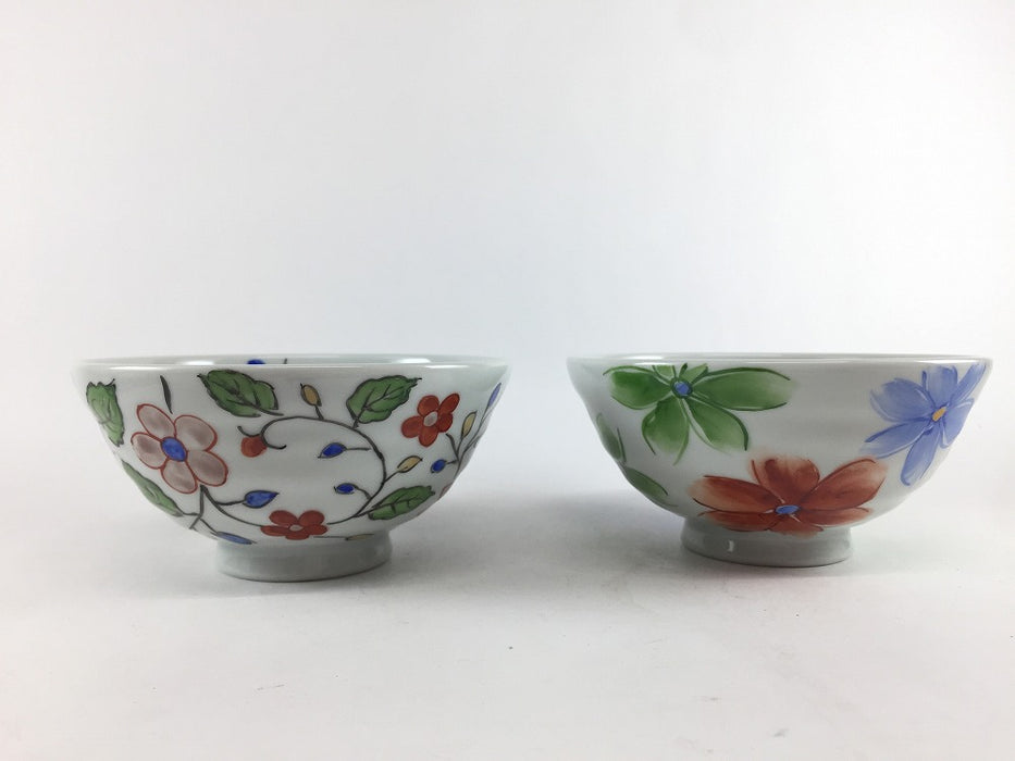 12cmロクロ飯碗　(花唐草/三色花)　有田焼　(j.R)