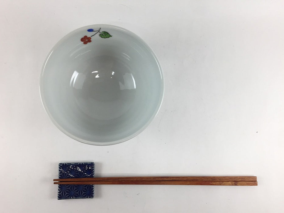 12cmロクロ飯碗　(花唐草/三色花)　有田焼　(j.R)
