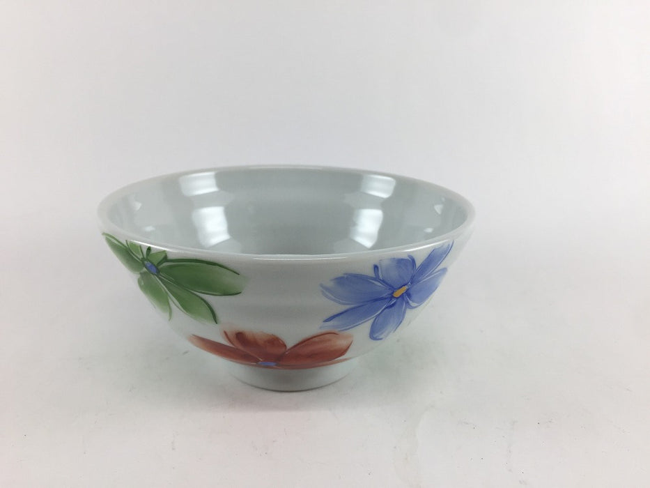 12cmロクロ飯碗　(花唐草/三色花)　有田焼　(j.R)