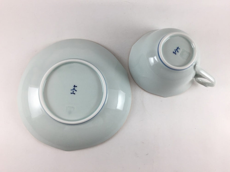 輪花コーヒー碗皿(浅.C/S)　金牡丹　200cc　有田焼　(j.R)