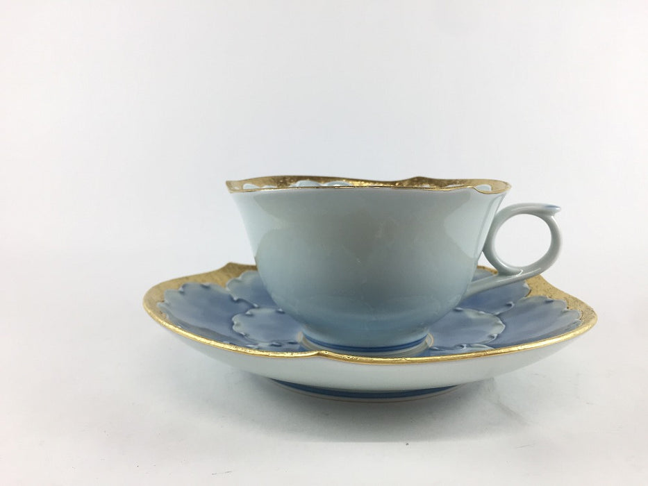 輪花コーヒー碗皿(浅.C/S)　金牡丹　200cc　有田焼　(j.R)