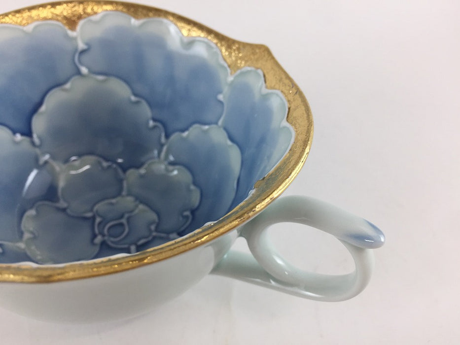 輪花コーヒー碗皿(浅.C/S)　金牡丹　200cc　有田焼　(j.R)