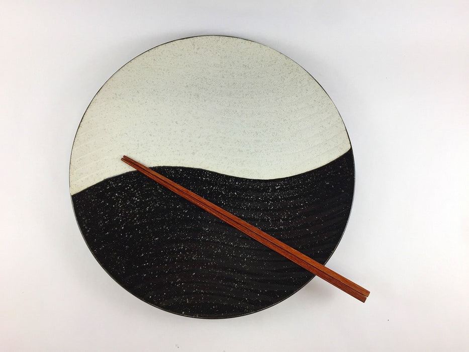 【SALE】24波丸皿　黒/パール　24cm　有田焼【訳あり】