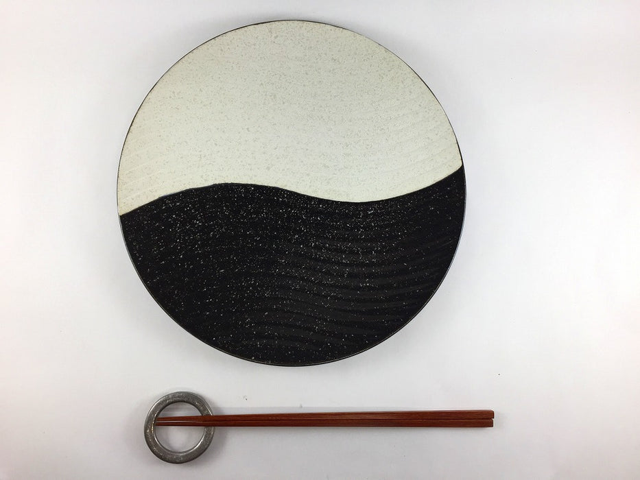 【SALE】24波丸皿　黒/パール　24cm　有田焼【訳あり】