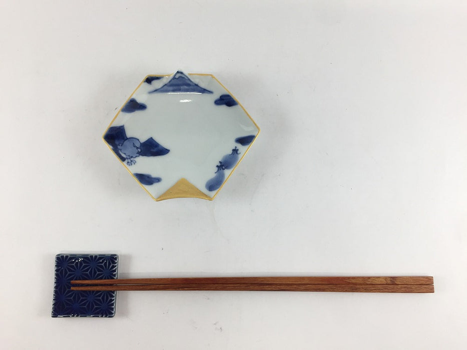 初夢　折り紙形手塩皿　10cm　伊万里焼(j.R)