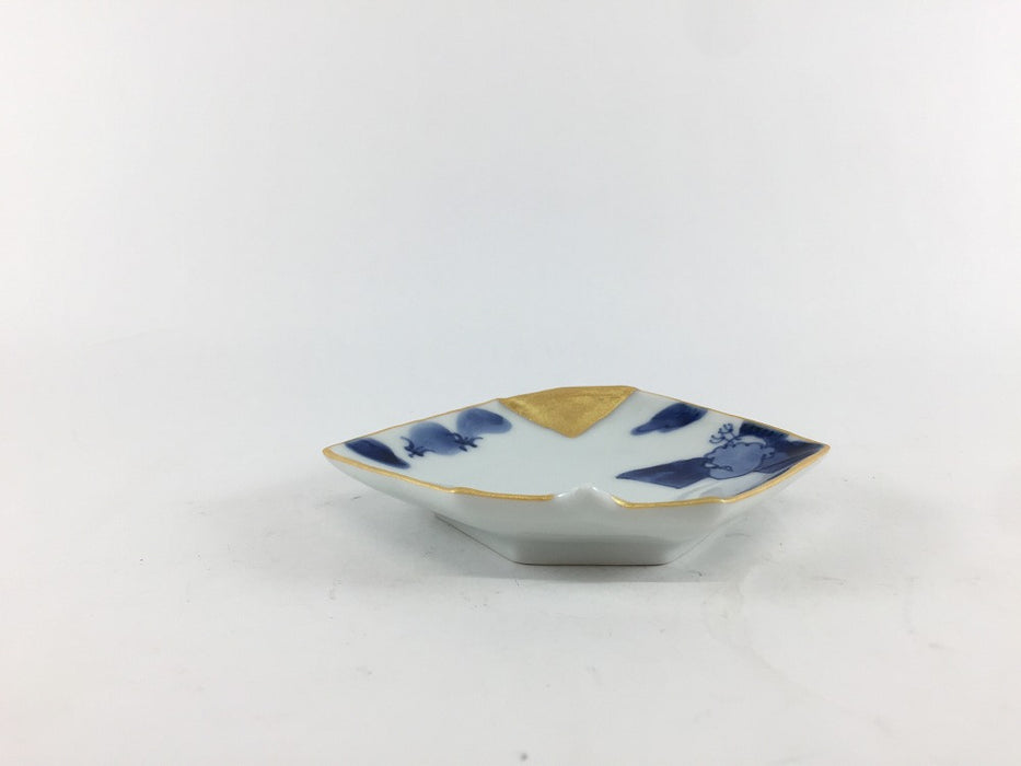 初夢　折り紙形手塩皿　10cm　伊万里焼(j.R)