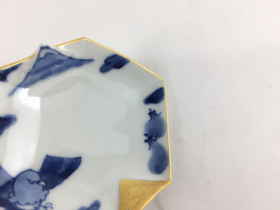 初夢　折り紙形手塩皿　10cm　伊万里焼(j.R)