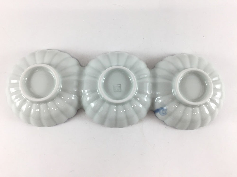染濃淡　菊型三連皿(大)　25cm　有田焼(j.R)