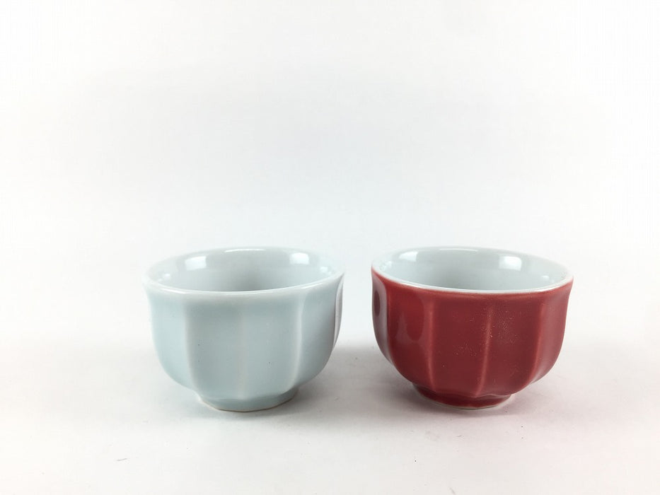 50ccシノギ丸杯　(青白/赤)　5cm　有田焼聖陶苑窯(j.R)