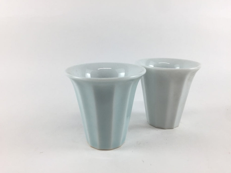 50ccシノギ反杯　(青白/白磁)　φ6cm　有田焼聖陶苑窯(j.R)