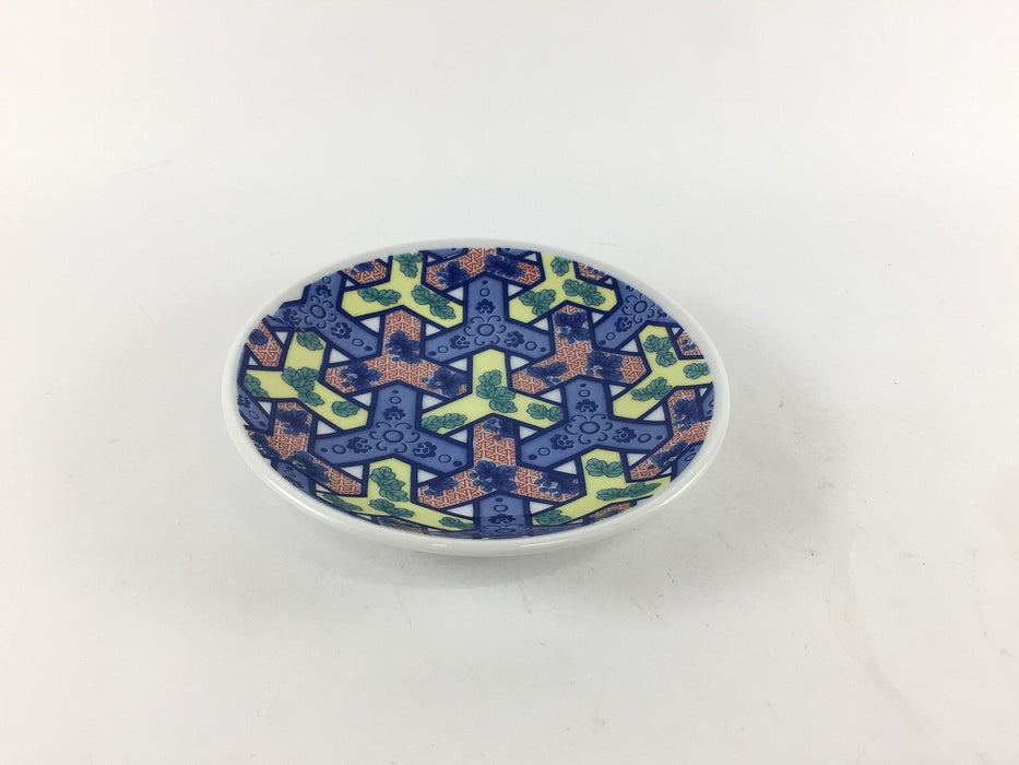 【SALE】色鍋島小皿　亀甲文　11.5cm　肥前有田焼【訳あり】