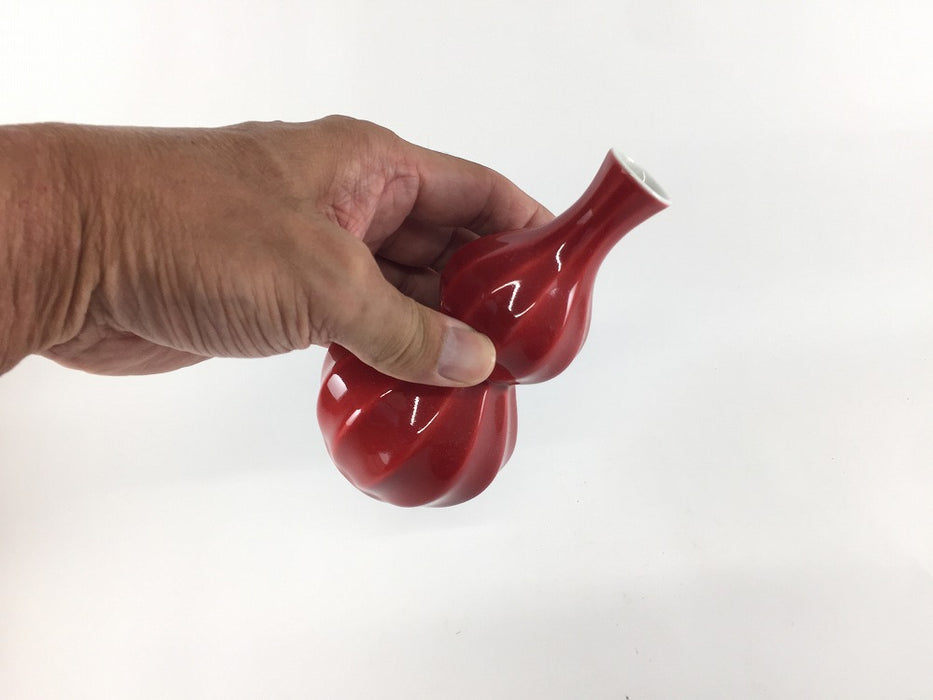 200ccシノギ瓢徳利(赤)　H14cm　有田焼聖陶苑(j.R)