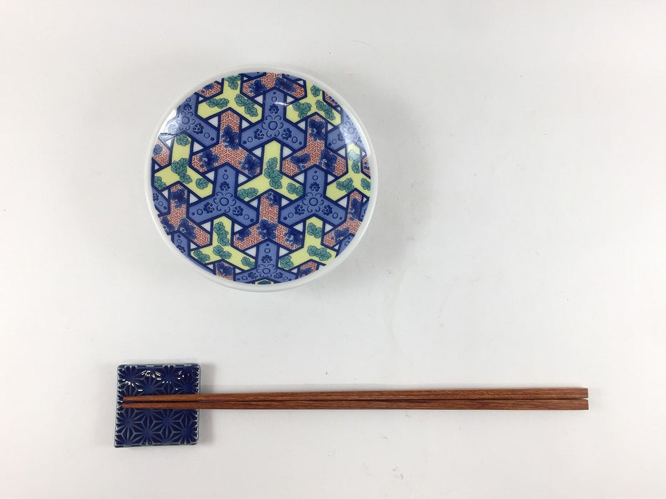 【SALE】色鍋島小皿　亀甲文　11.5cm　肥前有田焼【訳あり】