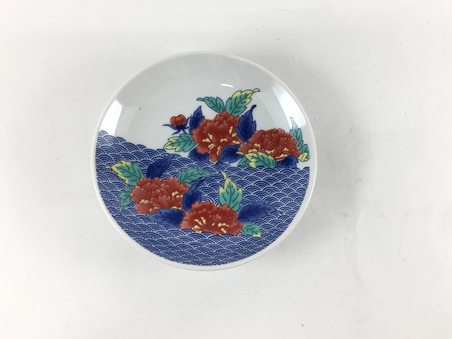 【SALE】色鍋島小皿　青海波牡丹文　11.5cm　肥前有田焼【訳あり】