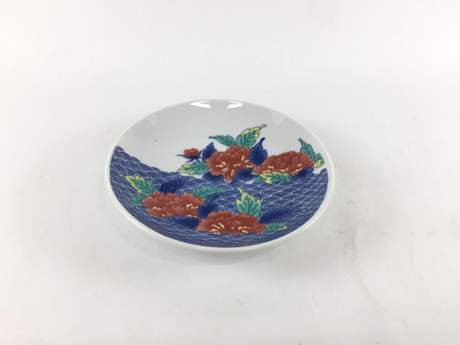 【SALE】色鍋島小皿　青海波牡丹文　11.5cm　肥前有田焼【訳あり】