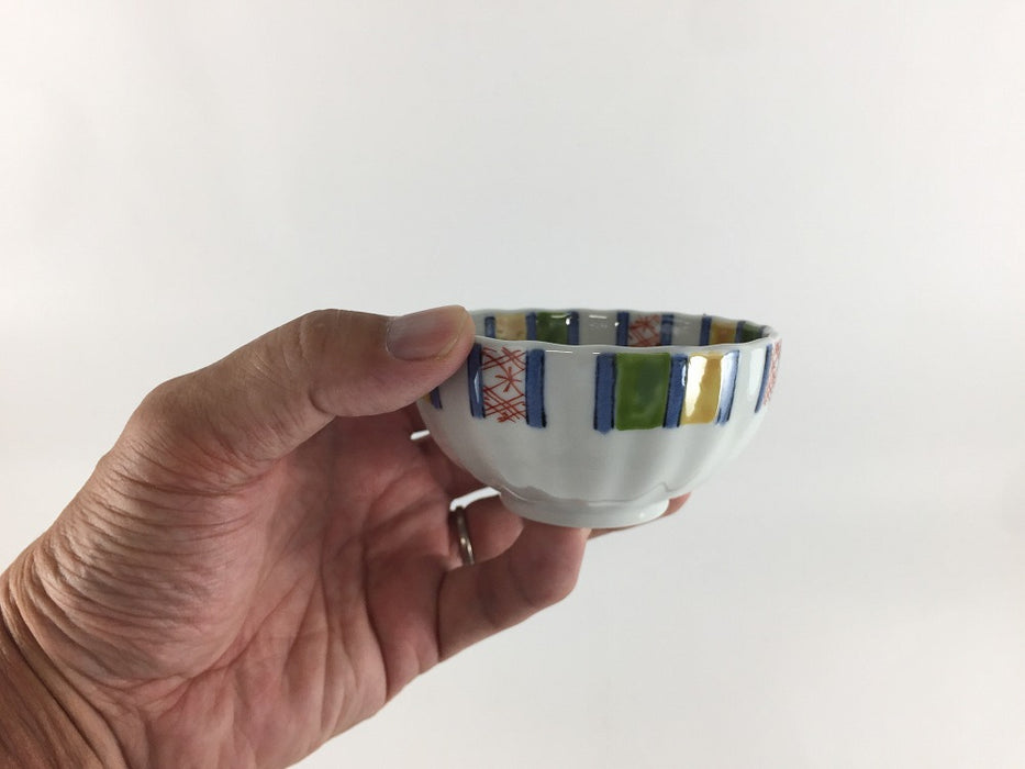 【SALE】色絵地紋十草小鉢　9cm　波佐見焼【訳あり】