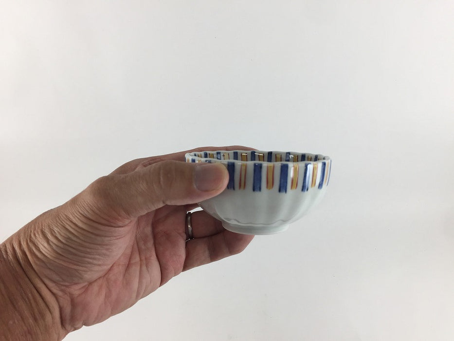 【SALE】黄赤十草小鉢　9cm　波佐見焼【訳あり】