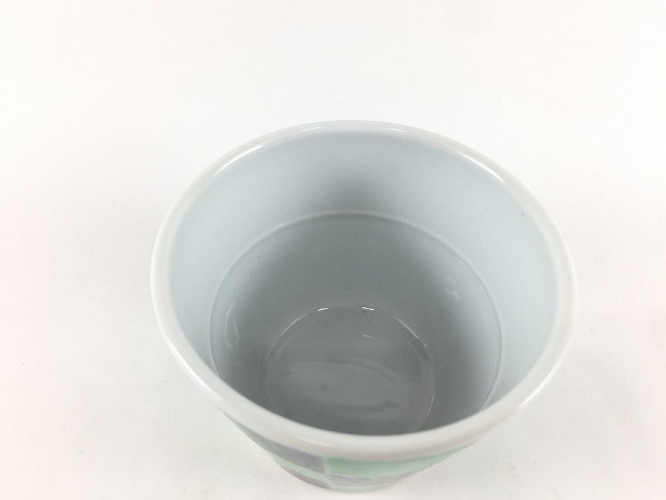 蕎麦猪口(藍緑市松)　8cm/180cc　有田焼(j.R)