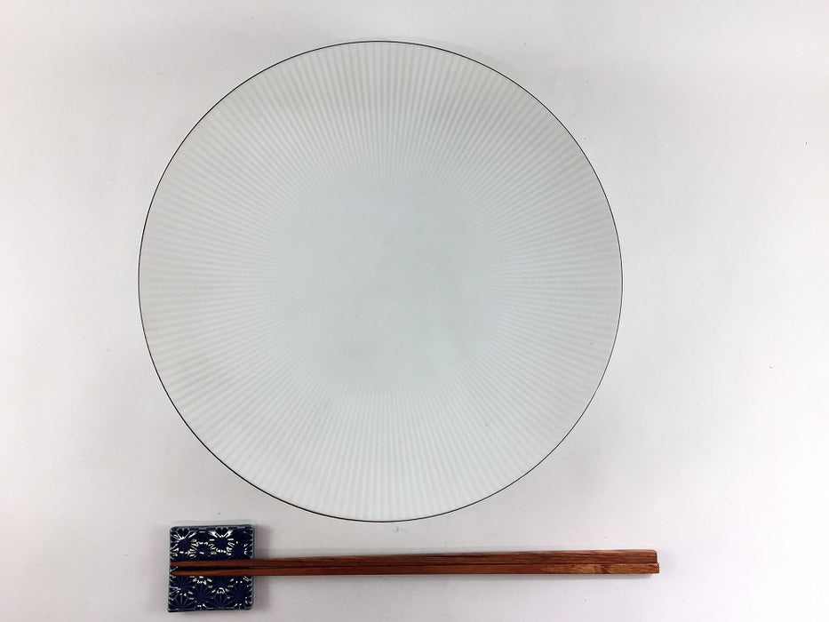 【SALE】215鎬高皿　渕錆白磁ブラスト　22cm　有田焼【訳あり】