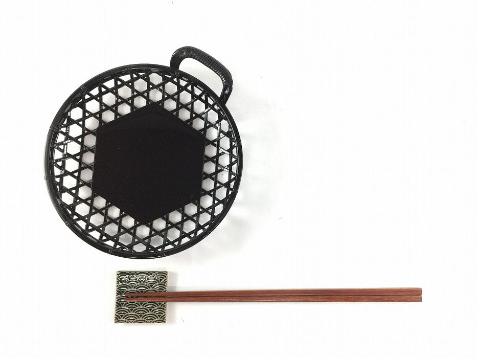 【SALE】15cm片手籠(茶黒)　盛場六角/盛場丸　国産漆器(j.R)【訳あり】