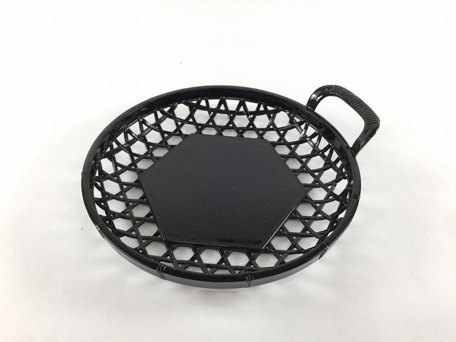 【SALE】15cm片手籠(茶黒)　盛場六角/盛場丸　国産漆器(j.R)【訳あり】