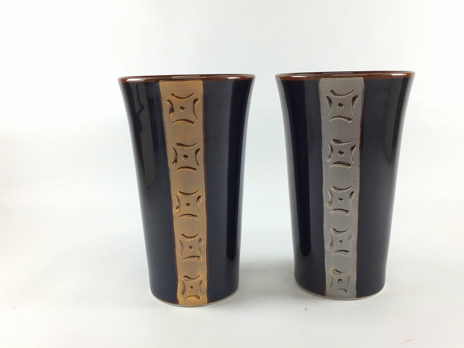 【SALE】ビアグラス(370cc)　金帯/銀帯　8.5cm　有田焼【訳あり】