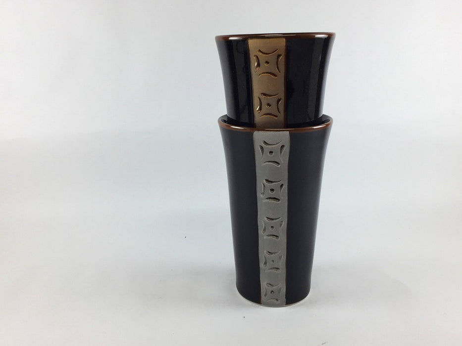 【SALE】ビアグラス(370cc)　金帯/銀帯　8.5cm　有田焼【訳あり】