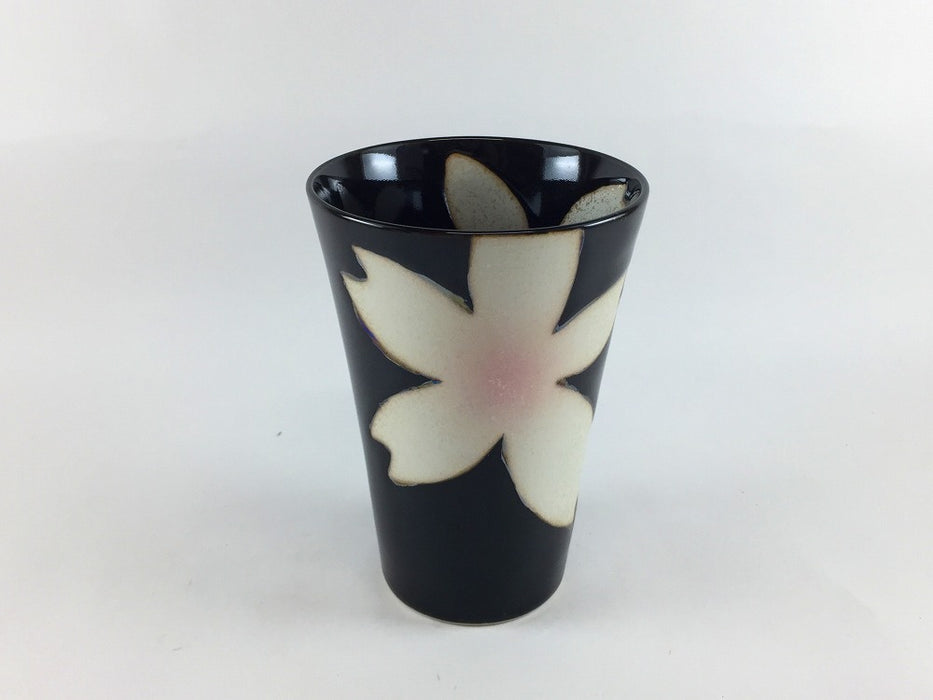 【SALE】ビアグラス(340cc)　花彩　赤/黒　8.5cm　有田焼【訳あり】