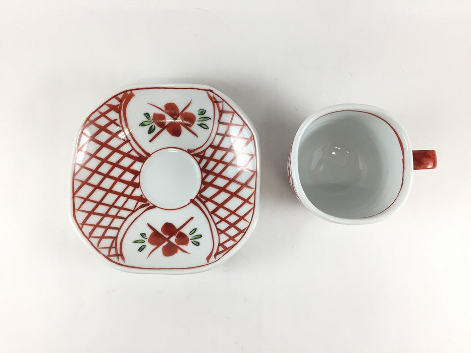 110ccデミタス　格子小花　吉田焼(肥前有田焼)　(j.R)