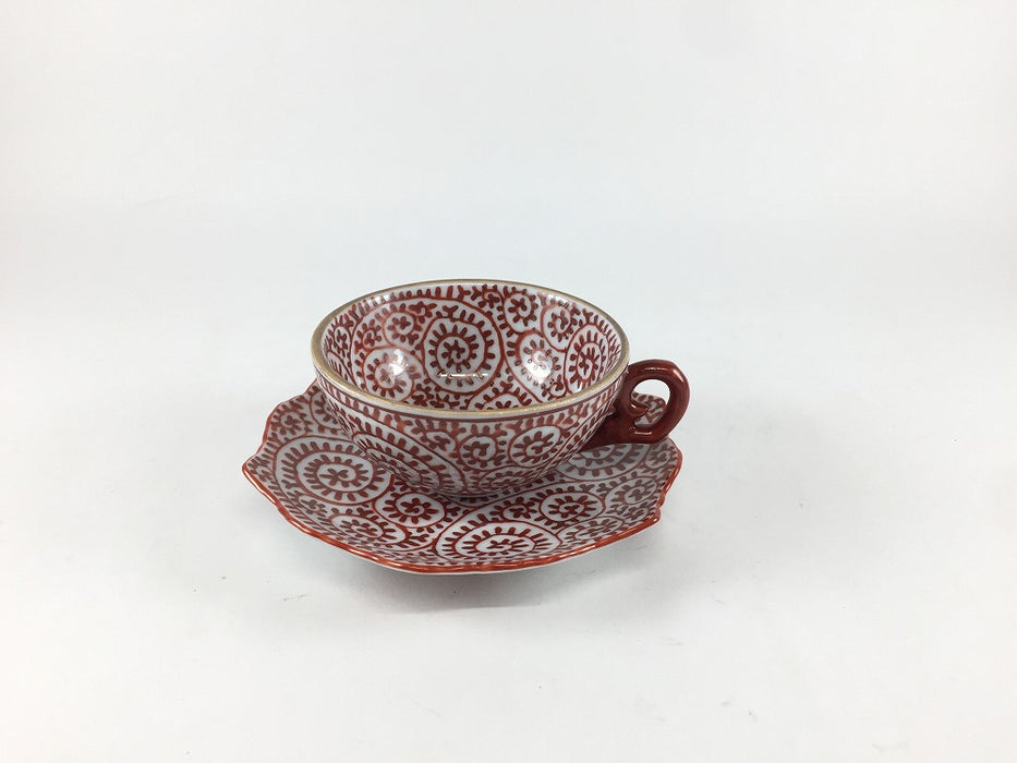 60ccティーデミタス　赤絵蛸唐草　吉田焼(肥前有田焼)　(j.R)