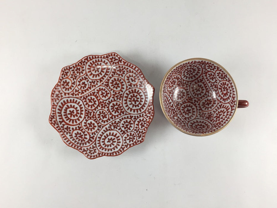 60ccティーデミタス　赤絵蛸唐草　吉田焼(肥前有田焼)　(j.R)