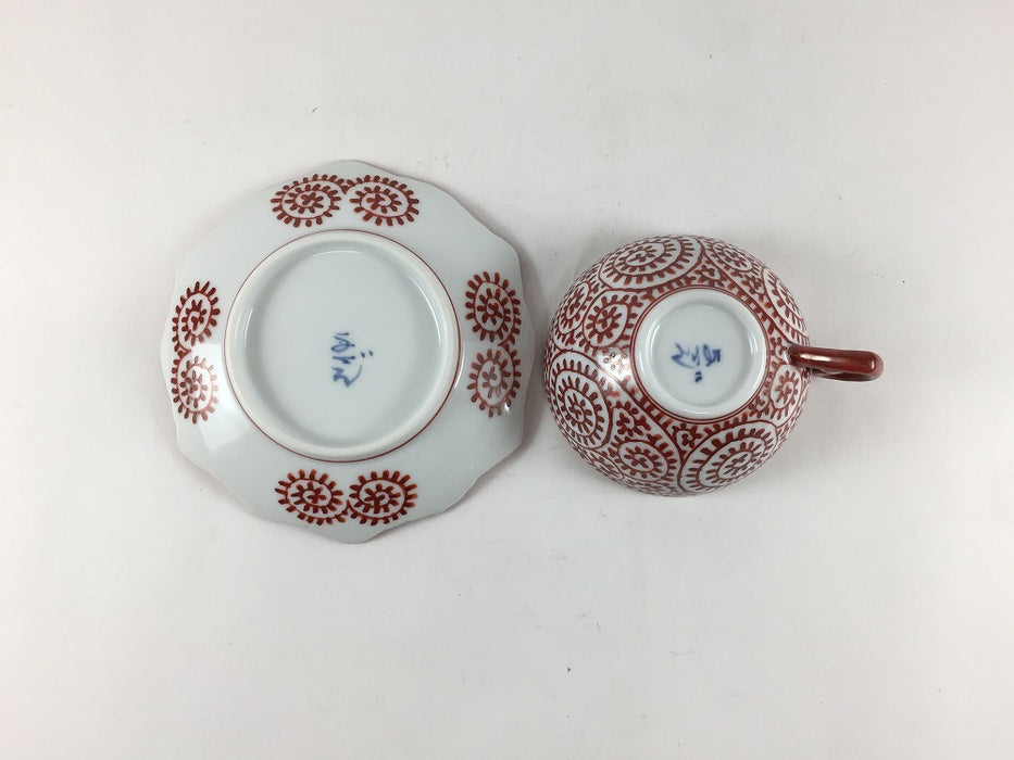 60ccティーデミタス　赤絵蛸唐草　吉田焼(肥前有田焼)　(j.R)