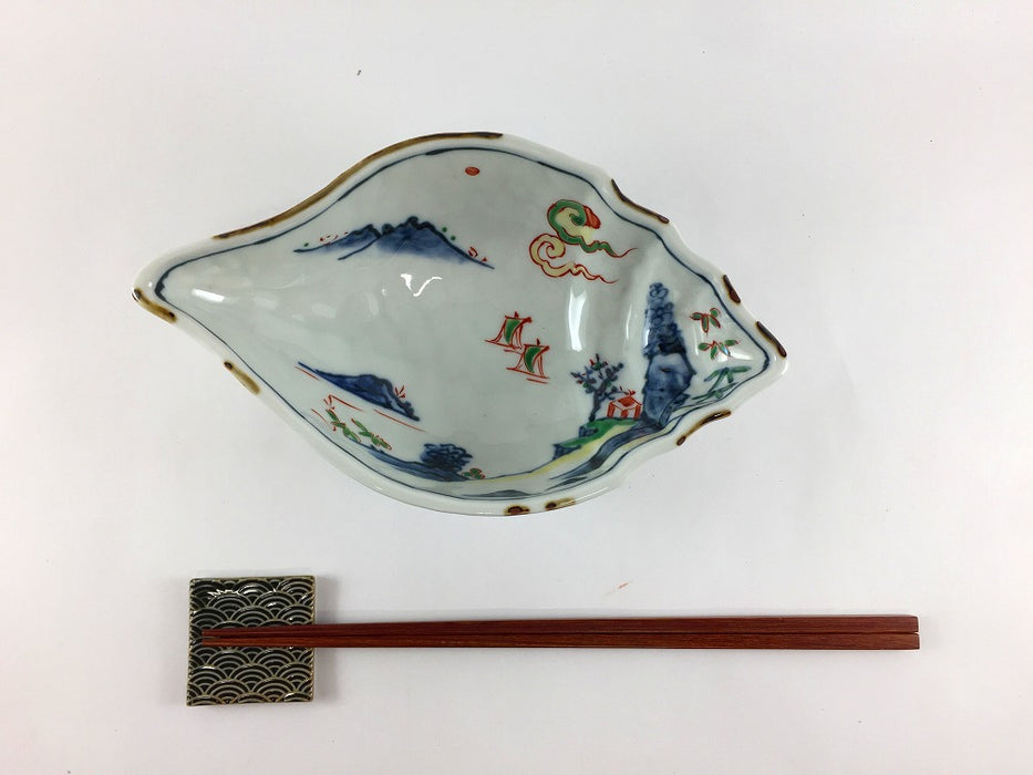 【SALE】巻貝鉢　色山水　19cm　有田焼【訳あり】