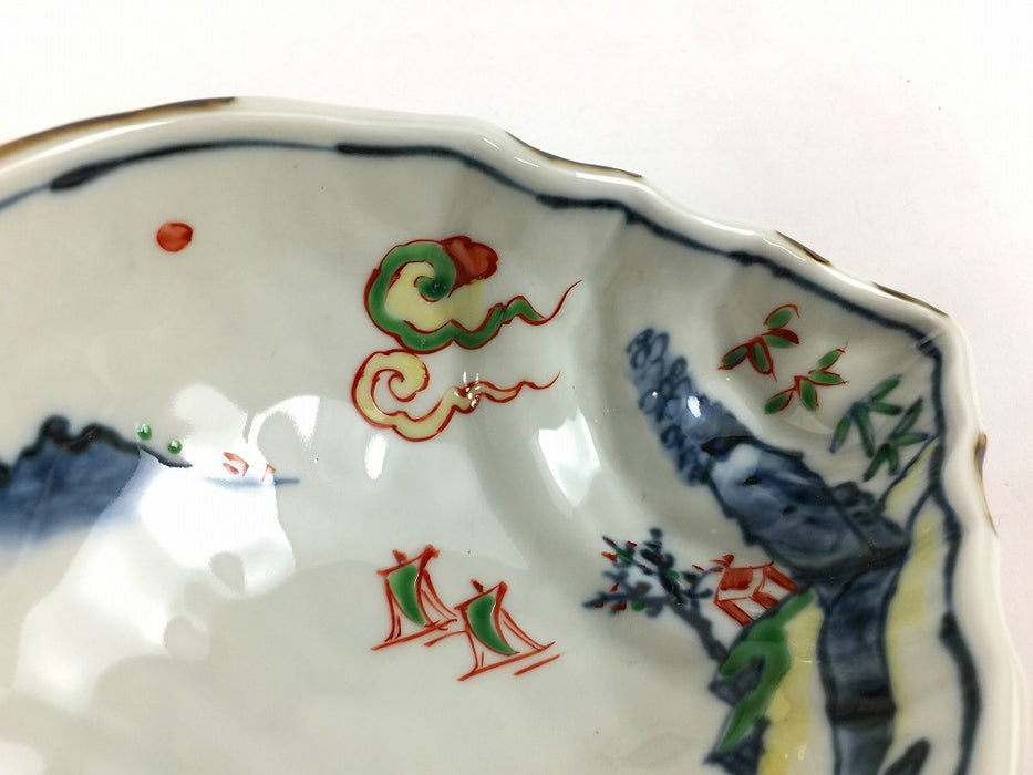 【SALE】巻貝鉢　色山水　19cm　有田焼【訳あり】